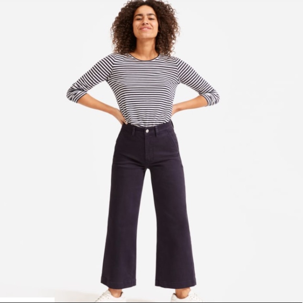 Everlane navy wide-leg cropped pant